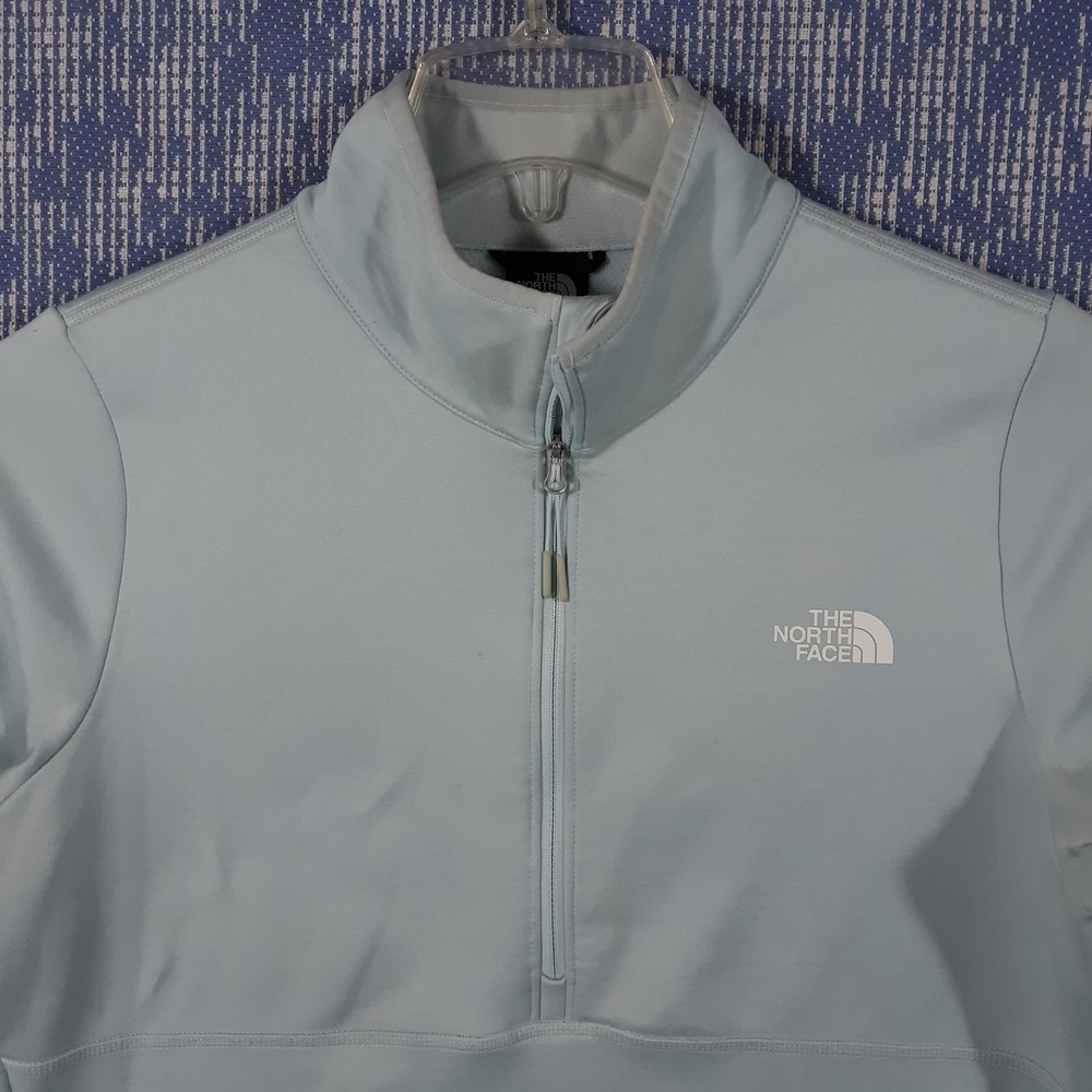The North Face Sweater Womens Medium Light Blue Outdoor 1/2 Zip Pullover - Picture 3 of 8